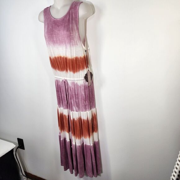 Knox Rose Women's Maxi Dress XS Tie Dye Sleeveless Drawstring Waist Lilac Beach - Picture 4 of 11
